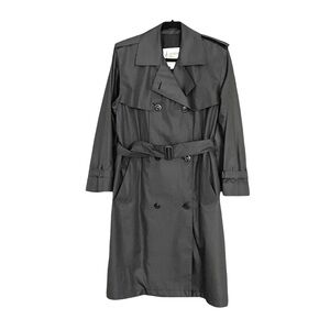 LONDON FOG Lightweight Double Breasted Trench Coat Black M